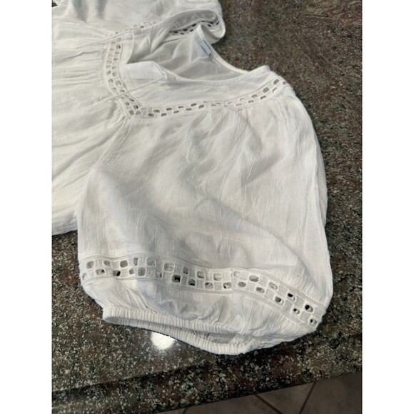 Old Navy Dress Women S White Mini Flutter Sleeve Anglaise Broderie Pockets - Picture 7 of 11